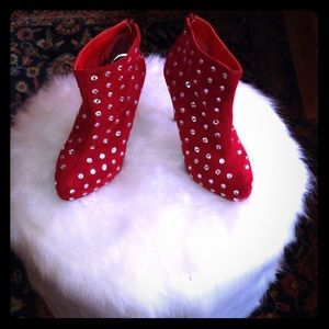 Never been worn suede glam crystal high heel boots